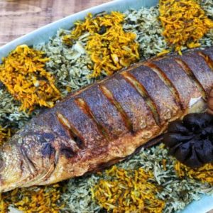 سبزی پلو با ماهی قزل الا/چنگو